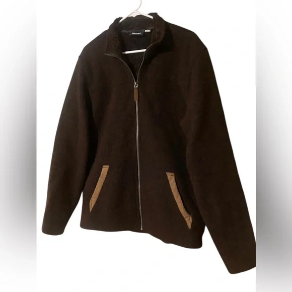 Marmot Wool Blend Full Zip Jacket Men Large Brown Outdoor Hiking Casual Gorpcore - Picture 5 of 16